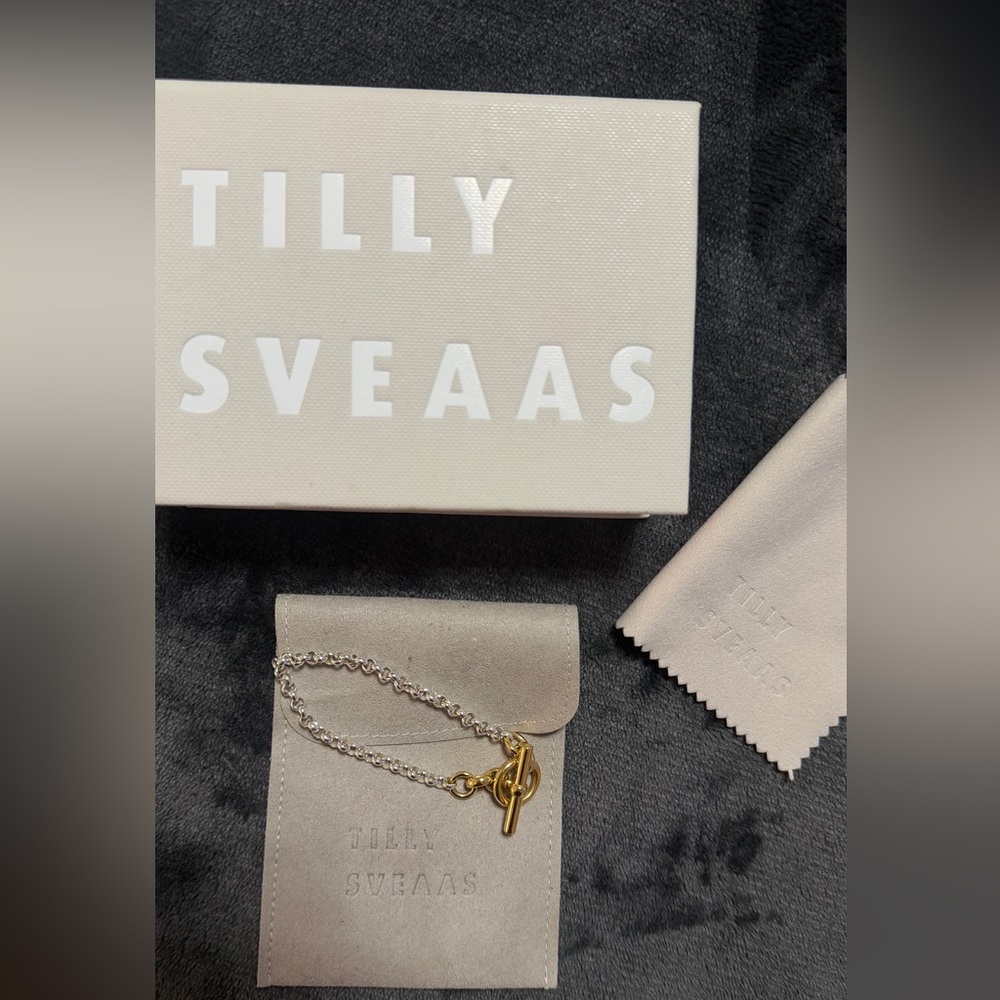NIB Tilly Sveaas Silver & Gold T Bar Bracelet Mixed Metals